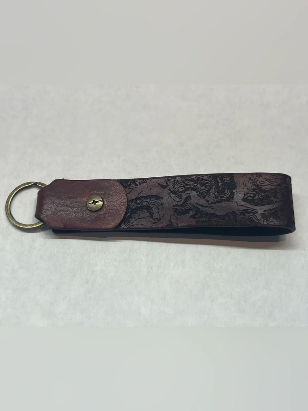 Handcrafted Leather Keychain – “Journey Before Destination” | Topo Map Key Chain